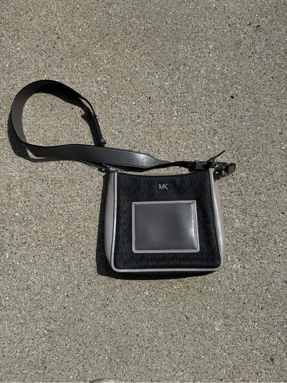 Michael Kors Black and Gray Messenger Crossbody